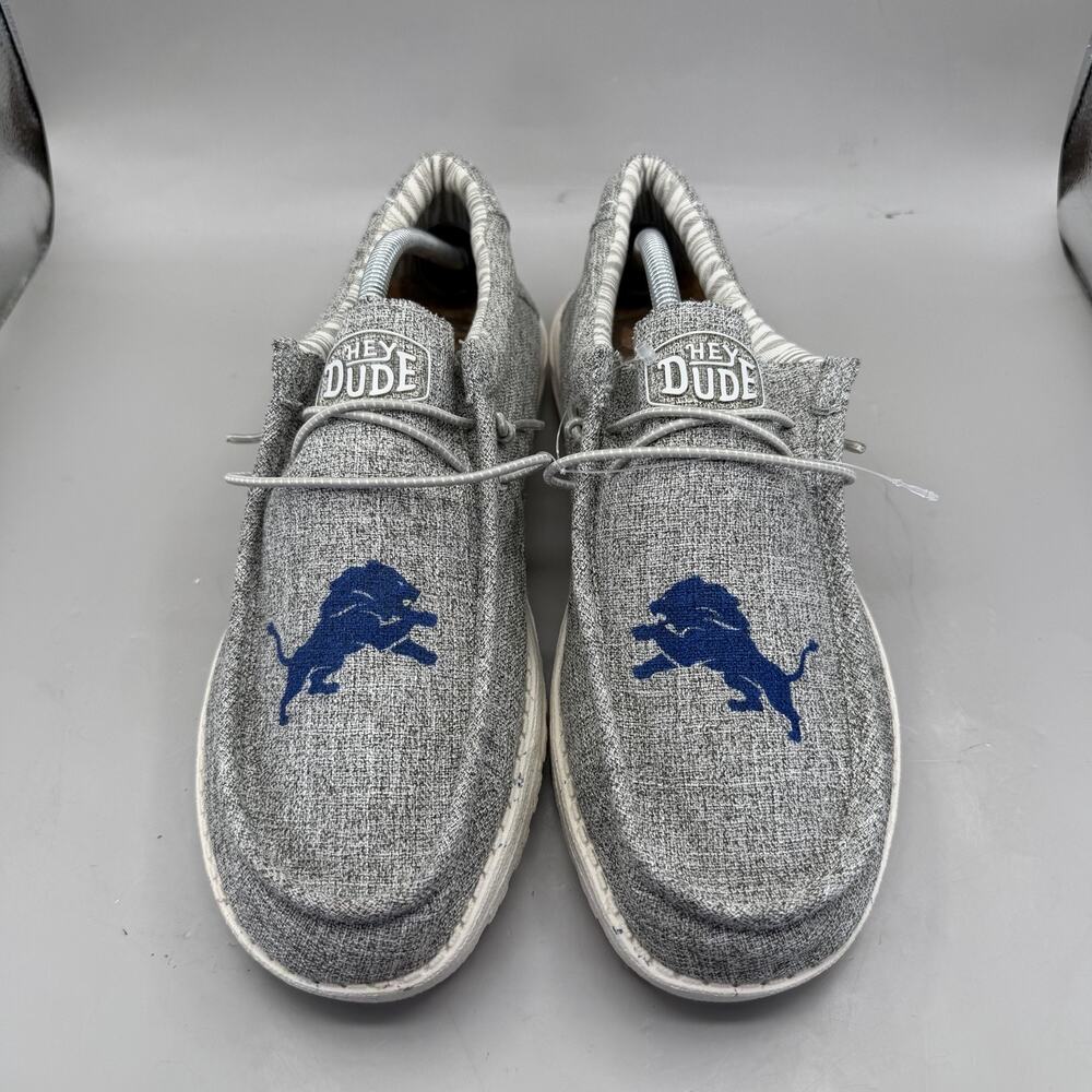 Hey Dude Wally Blend Detroit Lions Shoes Slip On Mens 11 Gray NFL Football